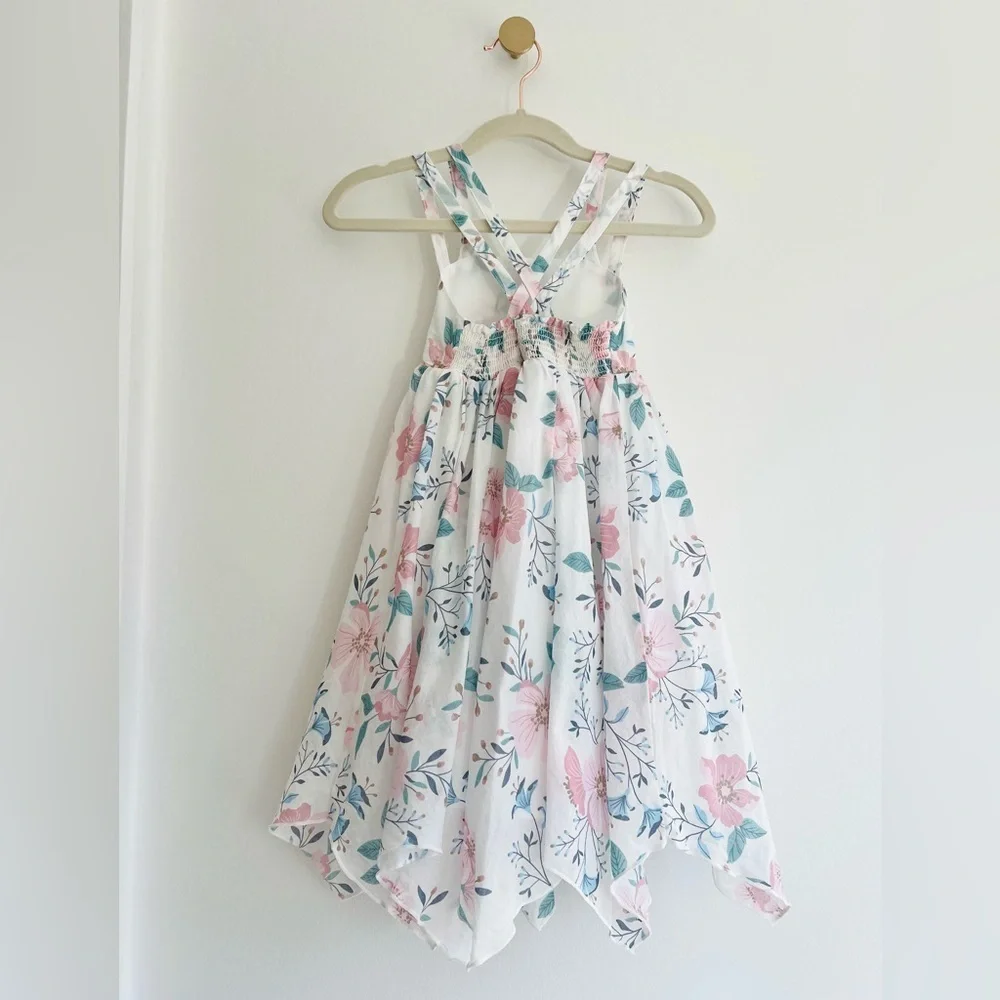 Rachel Zoe White Handkerchief Sundress with Pink & Teal Floral Print | Girls 3T